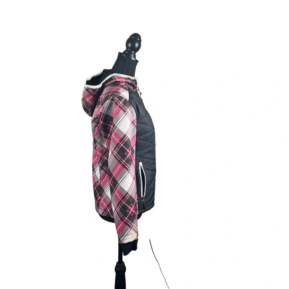 Snozu Plaid Hooded Faux Fur Lined Jacket Size L (14/16) - Picture 4 of 11
